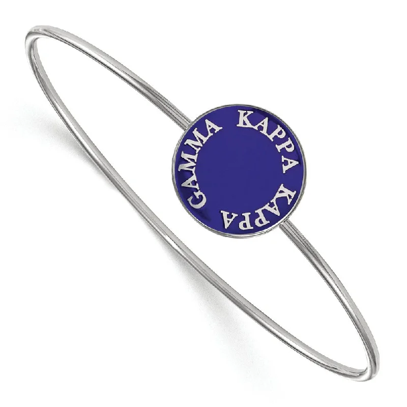 Sterling Silver Kappa Kappa Gamma Blue Enamel Bangle - 7 in.