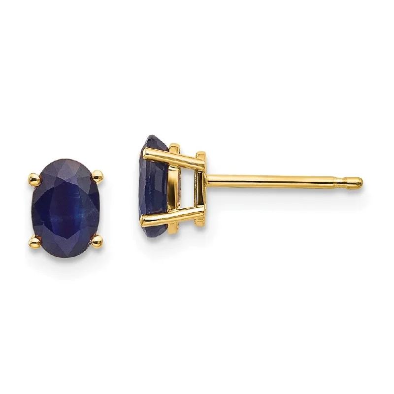 14k Yellow Gold Sapphire Earrings - September (L-6 mm, W-4 mm)