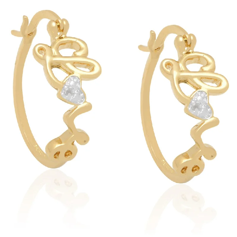 Finesque Diamond Accent "Love" Hoop Earrings