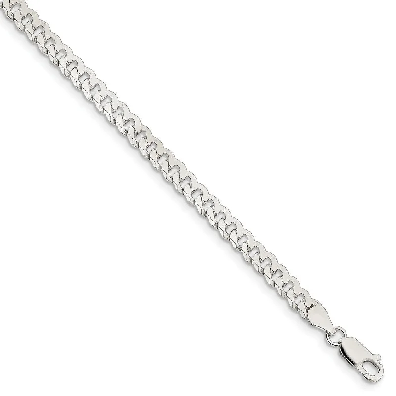 5mm, Sterling Silver, Solid Beveled Curb Chain Bracelet