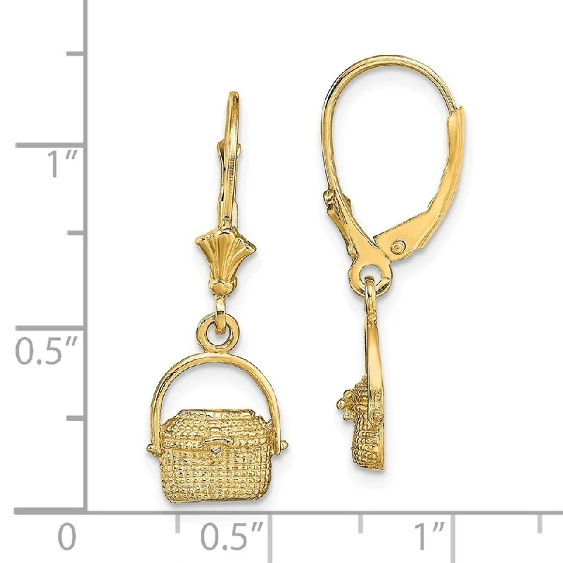 Diamond2Deal 14K Yellow Gold NANTUCKET BASKET Earrings with Leverback / 2-D (L-28 mm, W-9.85 mm)