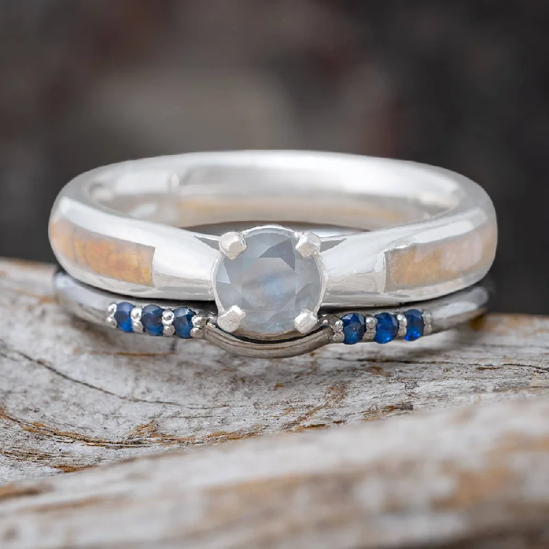 Platinum Shadow Band with Blue Sapphires