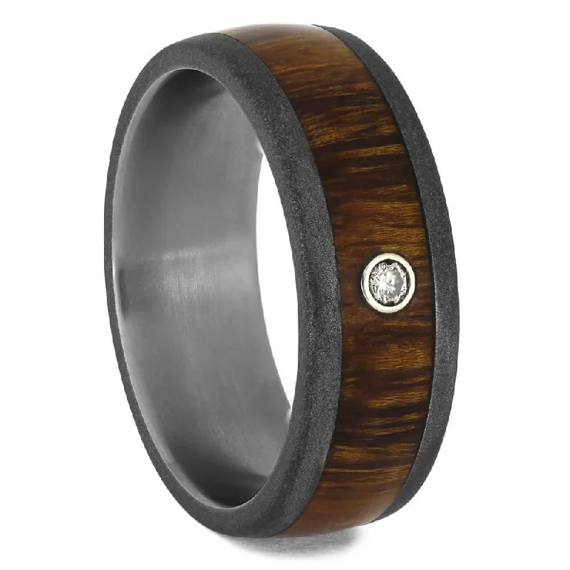 Diamond Wedding Band with Ironwood and Titanium-4734