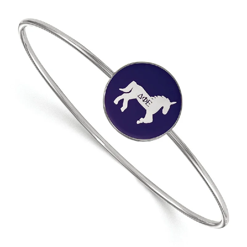 Sterling Silver Delta Phi Epsilon Enamel Bangle - 6 in.