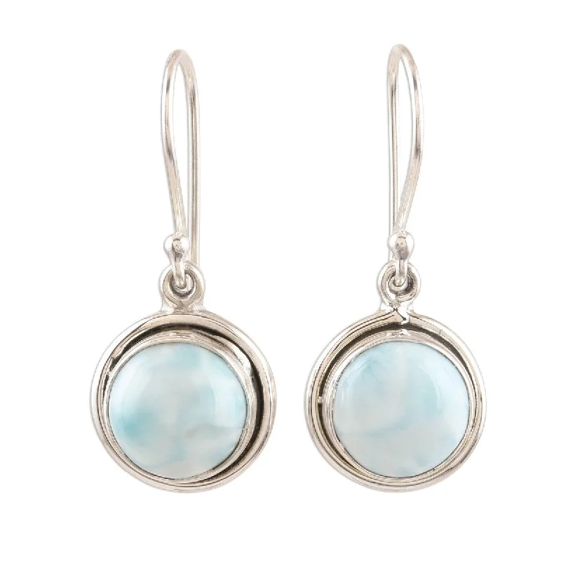 NOVICA Snow Moon, Larimar dangle earrings - 1.2*0.5