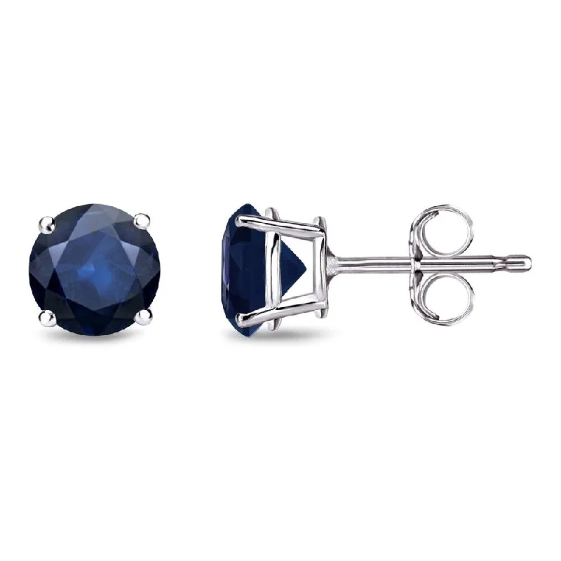 Auriya 14k Gold Round Sapphire Stud Earrings 1ctw