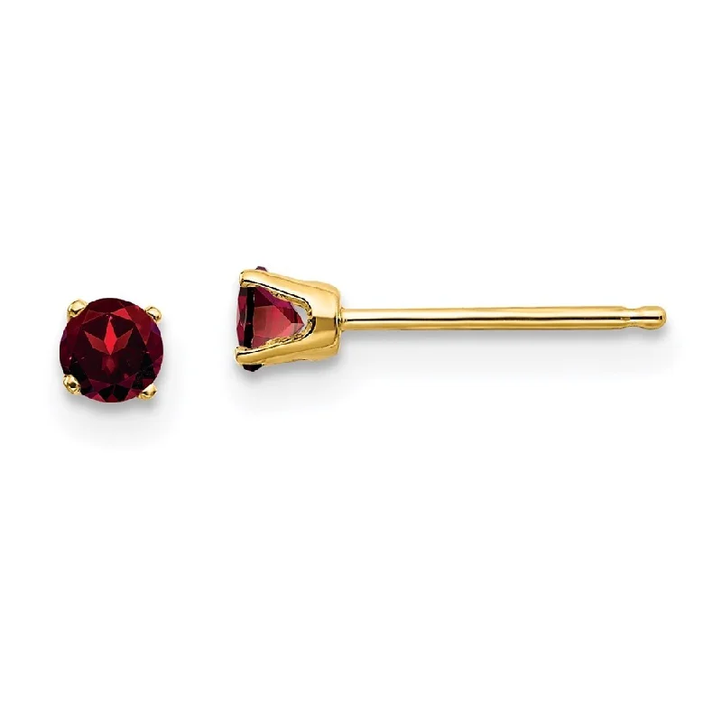 14k Yellow Gold January Gemstone Stud Earrings (L-3 mm, W-3 mm)