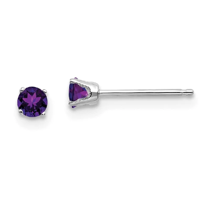 14k White Gold Gemstone Stud Earrings (L-3 mm, W-3 mm)