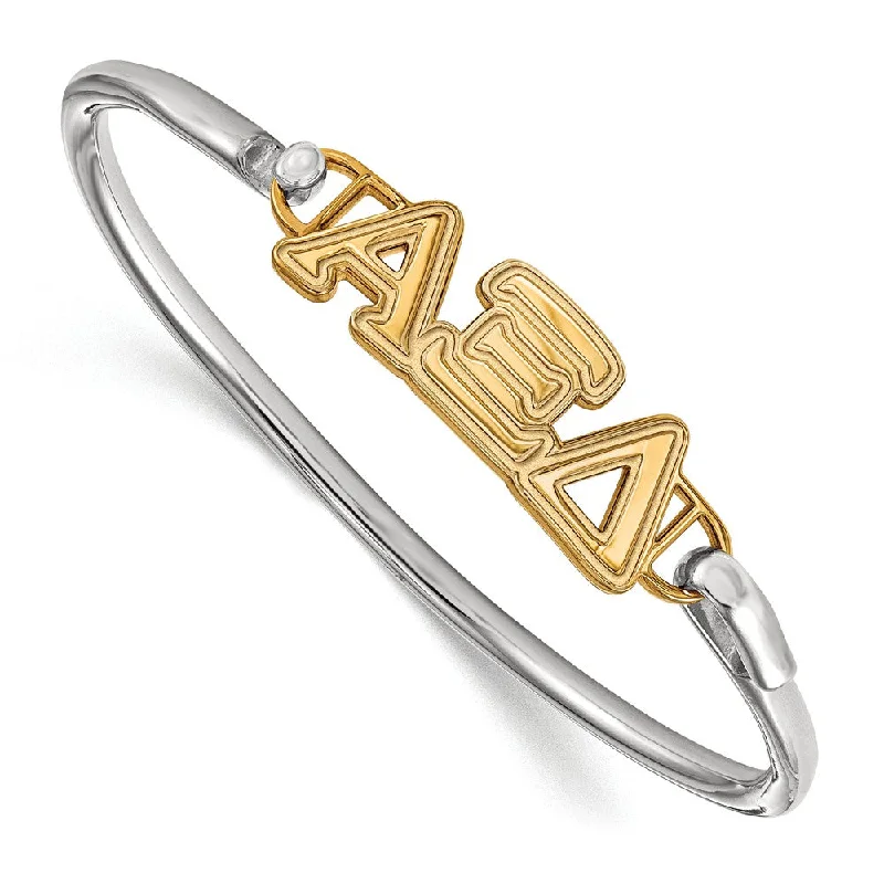 14K Plated Silver Alpha Xi Delta Small Clasp Bangle - 7 in.