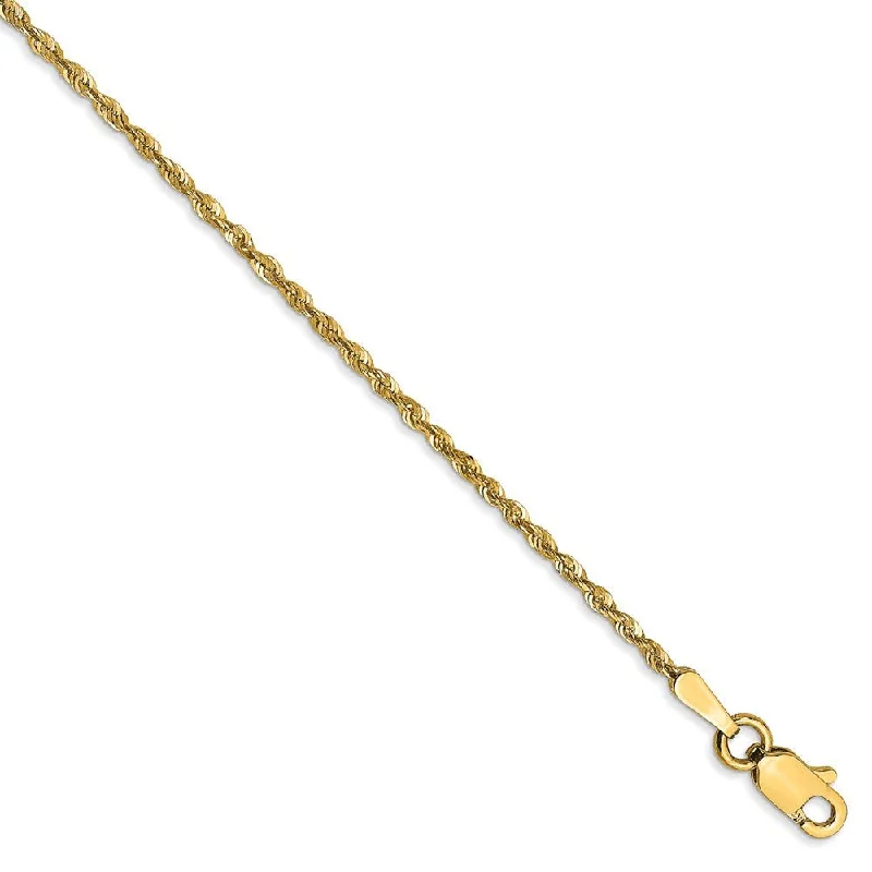 1.5mm, 14k Yellow Gold Light Diamond Cut Rope Chain Bracelet