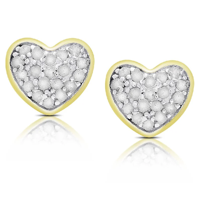 Finesque Sterling Silver 1/4 Ct TDW Diamond Heart Stud Earrings