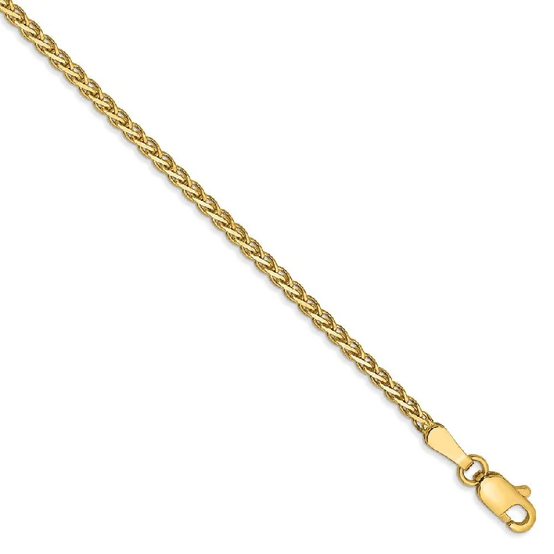 1.8mm, 14k Yellow Gold, Flat Wheat Chain Bracelet, 7 Inch