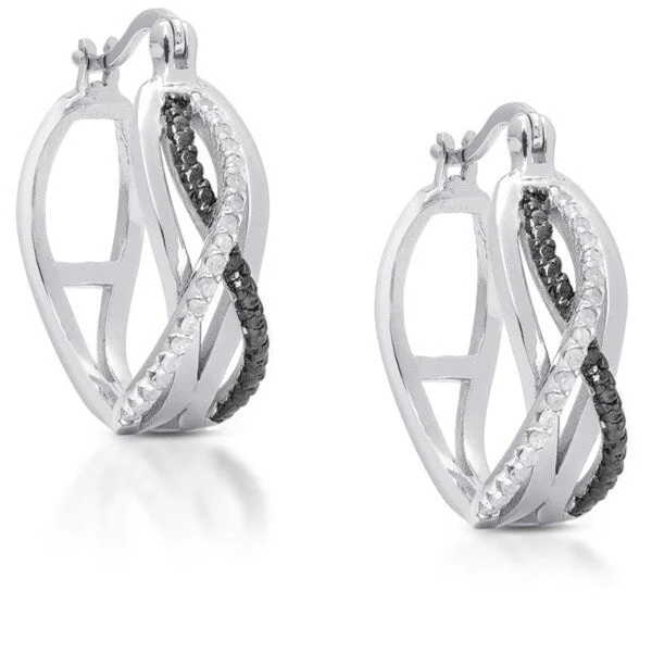 Finesque Gold over Sterling Silver 1/5ct TDW Diamond Infinity Design Hoop Earrings