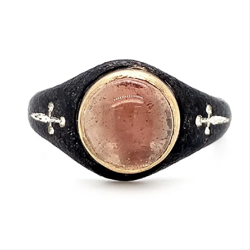 Oxidized Silver & Oregon Sunstone Ring - "Battle Royale"