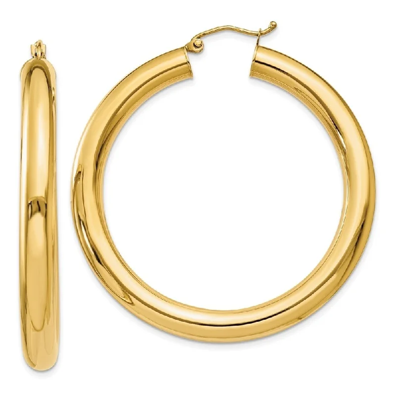 Diamond2Deal 14K Yellow Gold Lightweight Hoop Earrings (L-45 mm, W-5 mm)