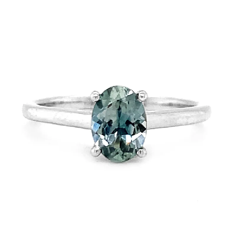 Montana Sapphire & White Gold Ring - "Spring Creek"