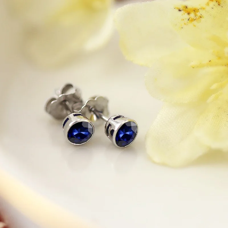 Auriya 14k Gold Bezel-set Sapphire Stud Earrings 3/4ctw