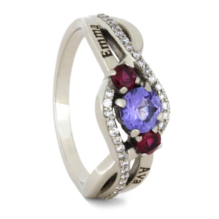 Tanzanite Engagement Ring with Ruby and Diamond Accents