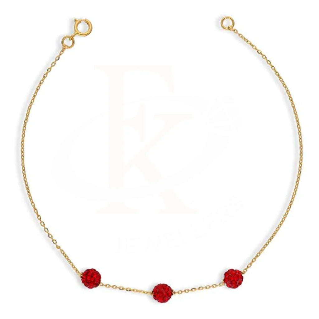 Gold Zirconia Round Shaped Bracelet 21KT - FKJBRL21K2913