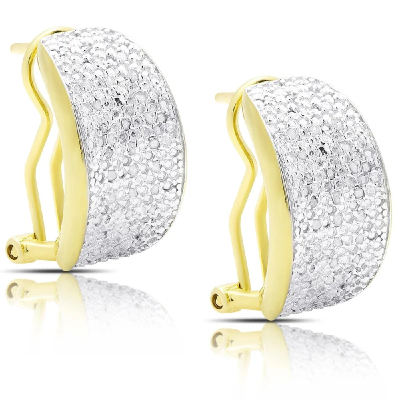 Finesque Gold Over Sterling Silver 1/2ct TDW Diamond Hoop Earrings