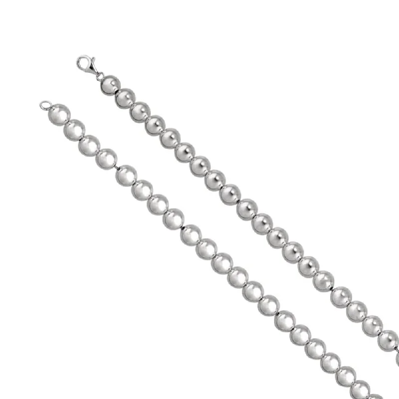 Sterling Silver 10mm (3/8 Inch) Hollow Bead Chain Bracelet, 8 Inch