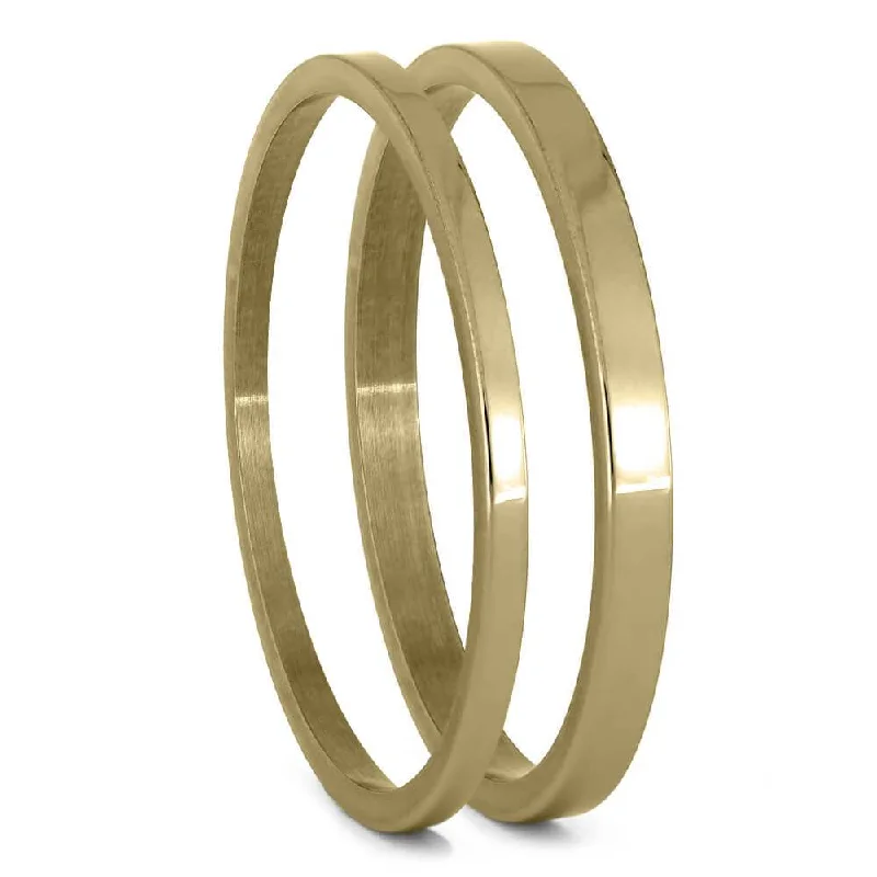 Yellow Gold Pinstripe Components For Modular Rings