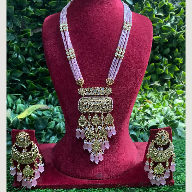 Amoliya Jewels Gold Plated Polki Kundan And Beads Necklace Set