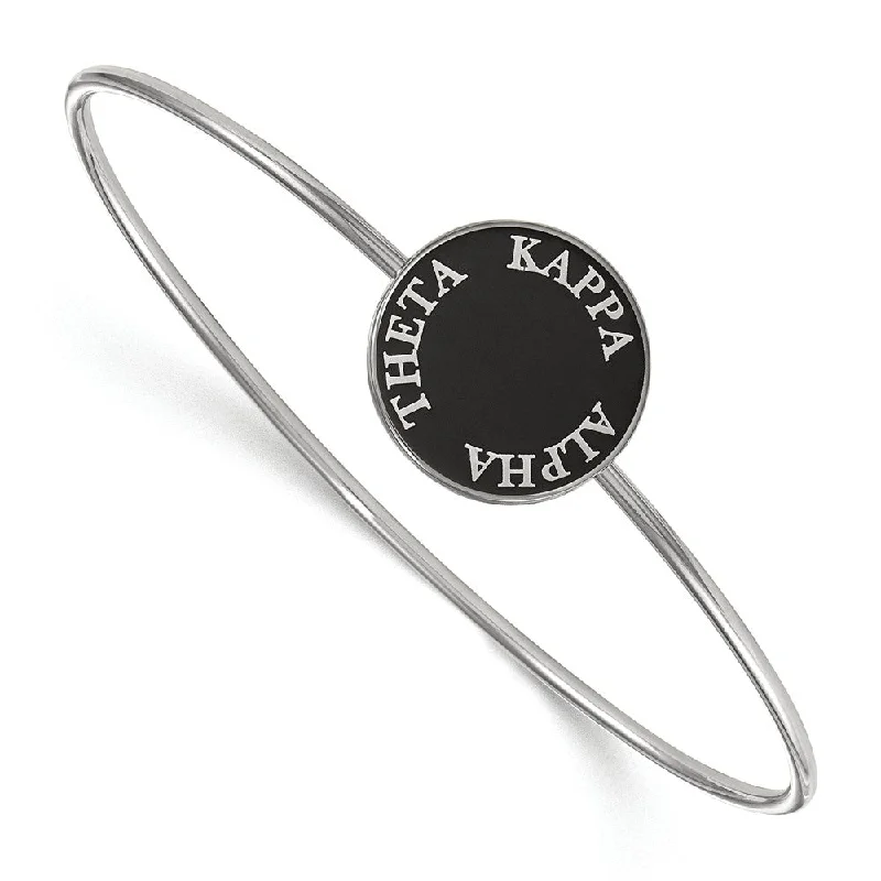 Sterling Silver Kappa Alpha Theta Black Enamel Bangle - 7 in.