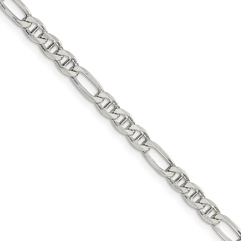 3.75mm Sterling Silver Solid Figaro Anchor Chain Bracelet