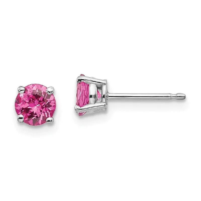 14k White Gold Pink Spinel Stud Earrings (L-5 mm, W-5 mm)