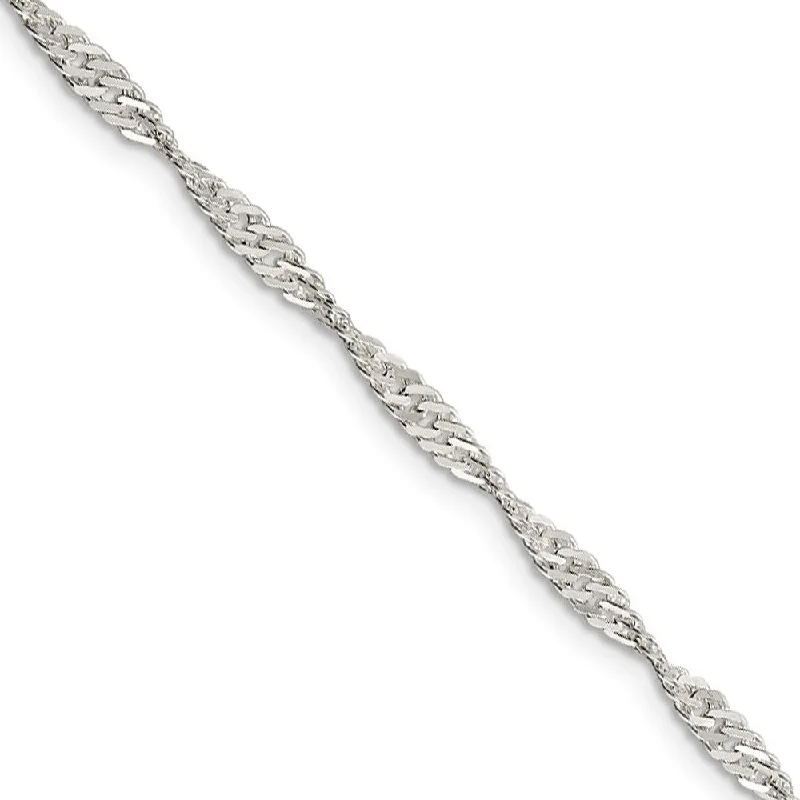 3mm, Sterling Silver Singapore Chain Bracelet