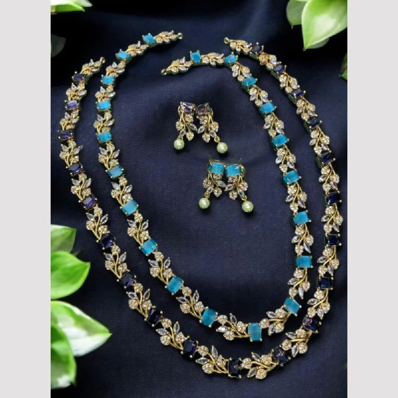 Sona Creation Gold Plated Crystal Stone Necklace Set