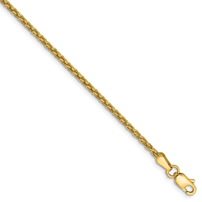 1.75mm, 14k Yellow Gold, Solid Parisian Wheat Chain Bracelet