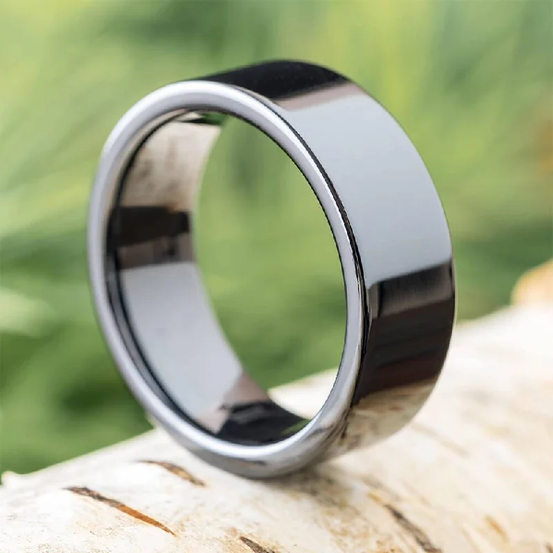 Classic Style 8mm Polished Black Ceramic Band