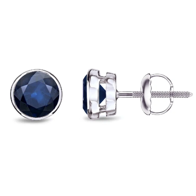 Auriya 14k Gold Bezel-set Sapphire Stud Earrings 1ctw