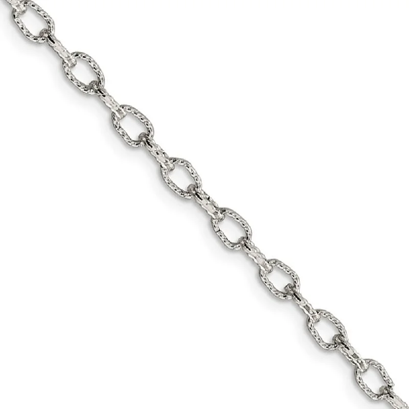 3.75mm, Sterling Silver Fancy Satin Rolo Chain Bracelet