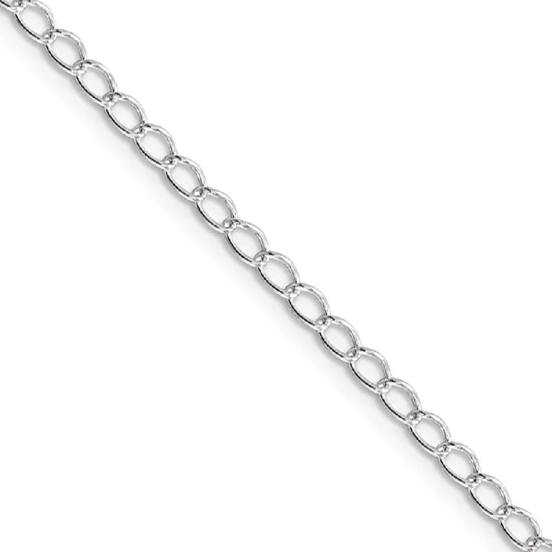 3mm, Sterling Silver Half Round, Solid Curb Chain Bracelet