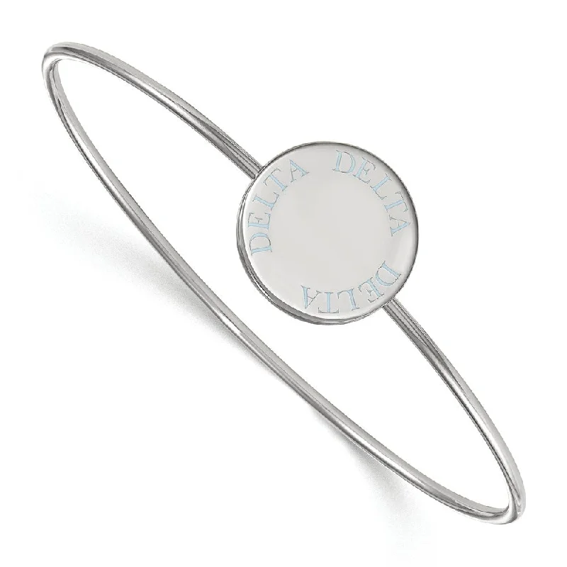 Sterling Silver Delta Delta Delta Enamel Blue Letters Bangle - 7 in.