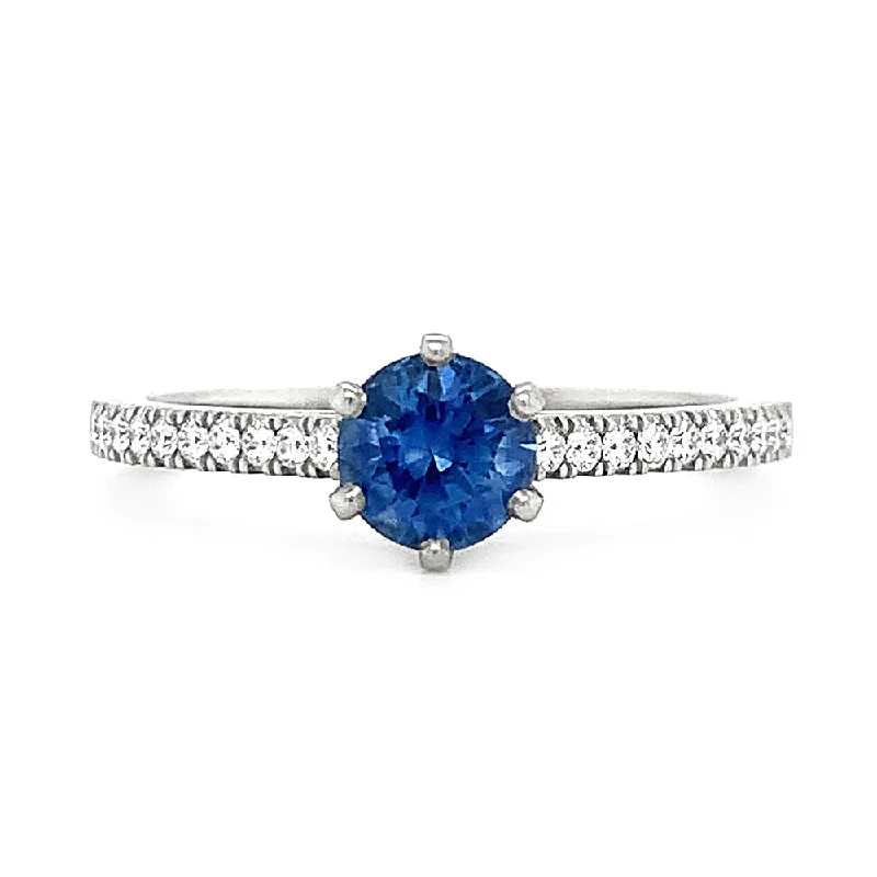 Blue Montana Sapphire & White Gold Ring - "Victoria"