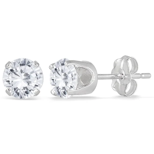 Marquee Sterling Silver 1/2ct TDW Diamond Solitaire Stud Earrings (I-J, I2-I3)