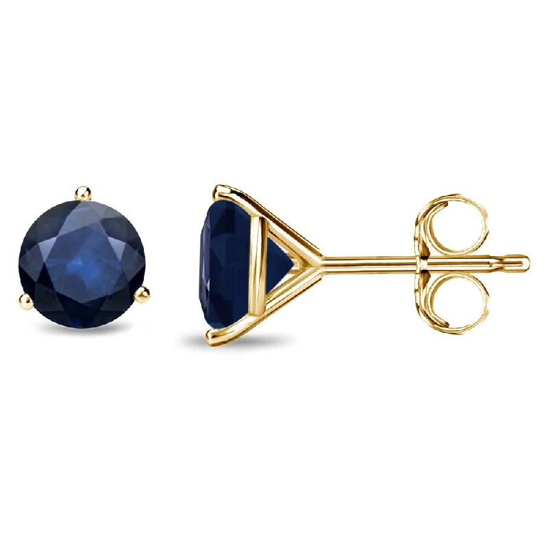 Auriya 14k Gold Round Sapphire Stud Earrings 1ctw Martini-set