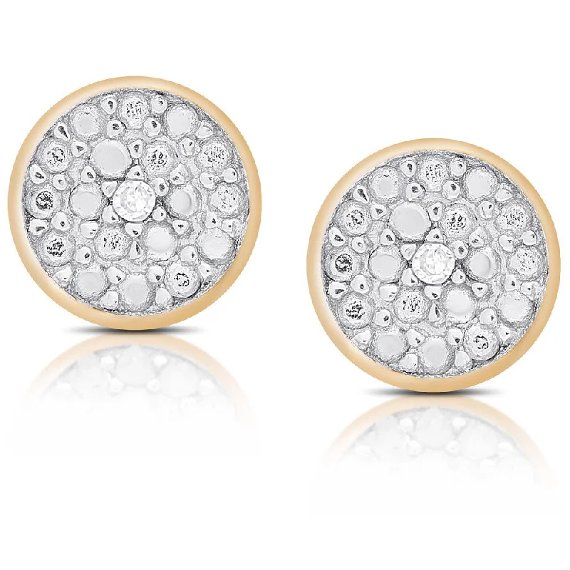 Finesque Sterling Silver or Gold Over Silver Diamond Accent Circle Stud Earrings