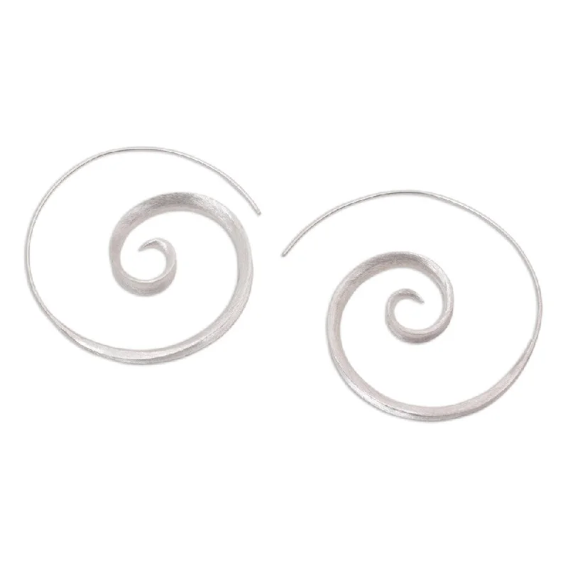 Handmade Sterling Silver Inspiring Spirals Earrings (Indonesia) - 1.7L*0.2W