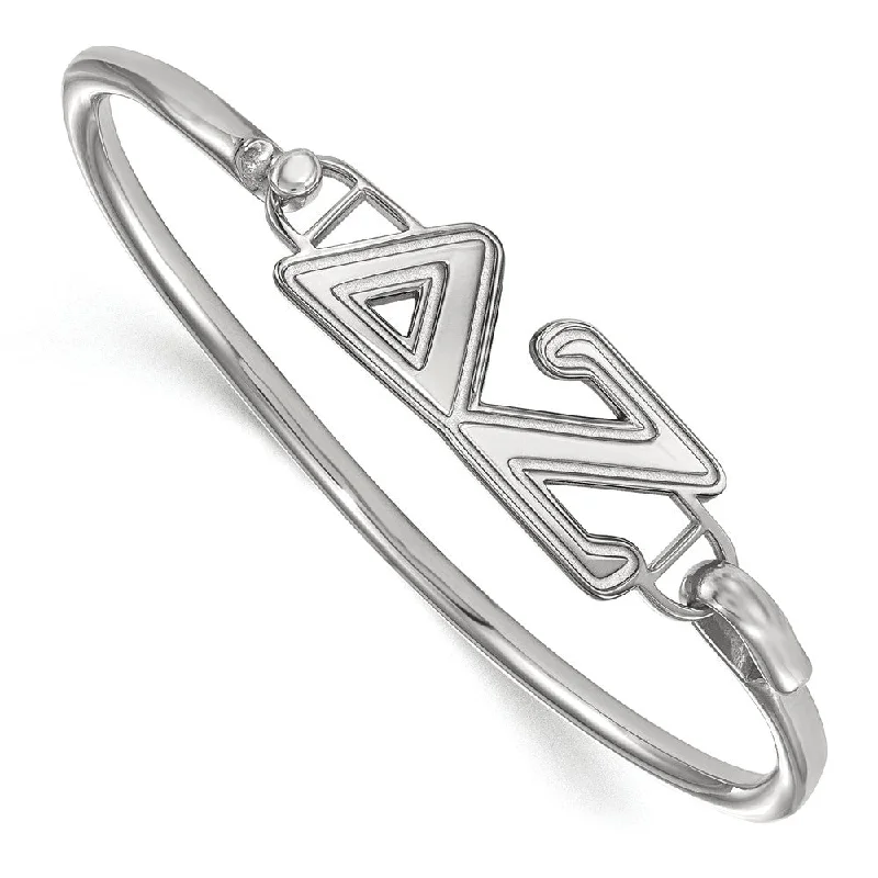 Sterling Silver Delta Zeta Small Clasp Bangle - 8 in.