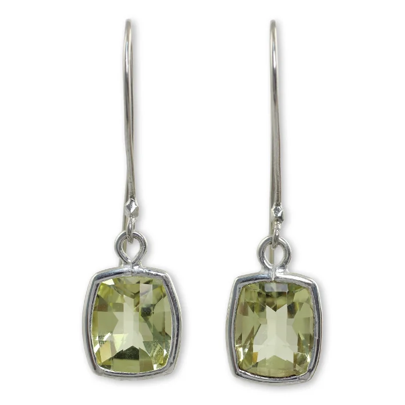 Handmade Sterling Silver 'Autumn Sunshine' Lemon Quartz Earrings Made In Thailand