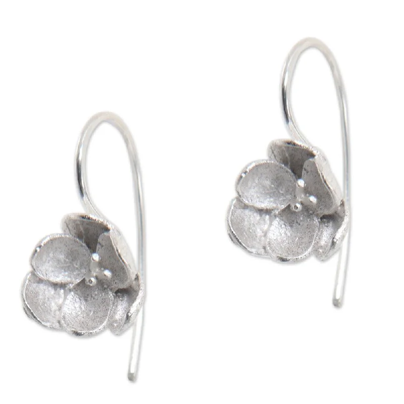 NOVICA Handmade Sterling Silver Petite Camellia Earrings (Peru) - 0.7L0.4W