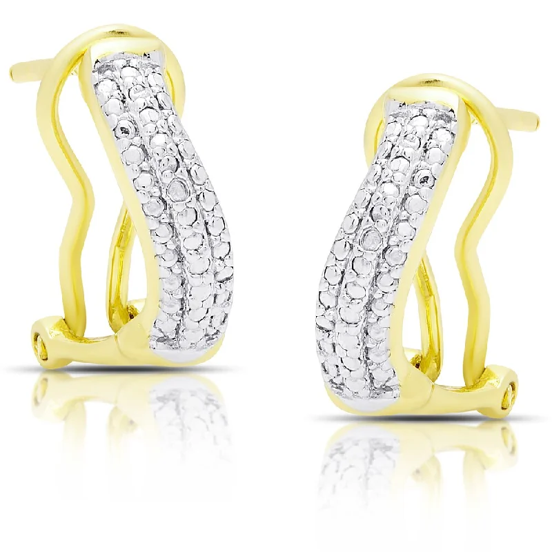 Finesque Gold Over Sterling Silver Diamond Accent Hoop Earrings