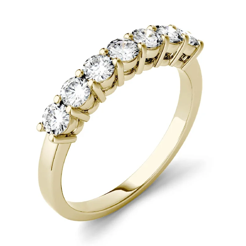 Charles & Colvard Moissanite Seven Stone Gold Ring