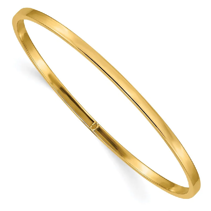 3mm 14k Yellow Gold Polished Hollow Square Tube Bangle Bracelet