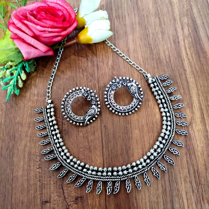 Akruti Collection Oxidised Plated Necklace Set